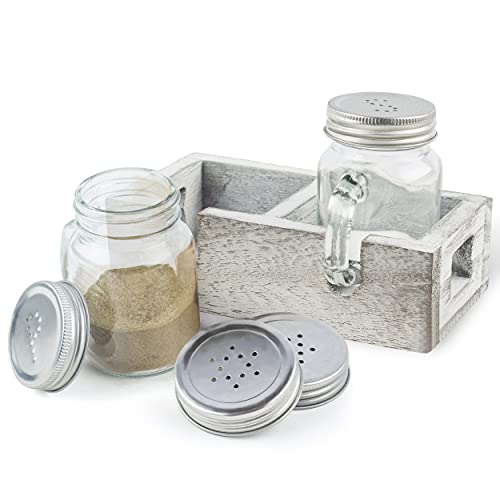 Farmhouse Salt and Pepper Shakers / Rustic Salt and Pepper Shakers Set / Salt and Pepper Holder / Salt and Pepper Shakers With Holder / Salt and Pepper Caddy / Salt and Pepper Shakers Farmhouse