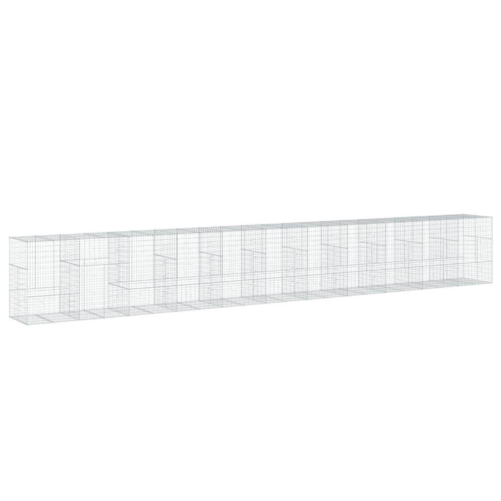 Gavión 1100 x 100 x 150 cm cesta de piedra de hierro galvanizado | Cesta de hierro galvanizado resistente para jardinería creativa y una protección de privacidad estable en exteriores.