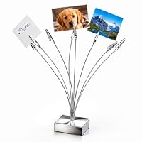 TOPBATHY Fotohalter mit Klammern, Memo Clip Holder mit 8 Clips, Tischkartenhalter für Hochzeit & Party, Metall Notizhalter Kartenhalter Tischdeko für Fotos, Bilder, Büro und Zuhause