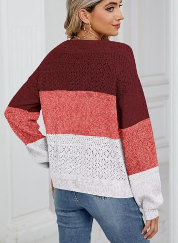 Image of JOCAFIYE Womens Sweaters Casual Long Sleeve V Neck Pullover Sweater Tops