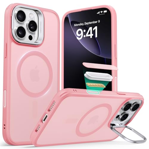 Image of ESR for iPhone 16 Pro Case,Camera Control Button Compatible with MagSafe, Military-Grade Protective Case, Built-in Stash Stand Phone Case, Scratch-Resistant Back Cover, Classic Series, Frosted Pink