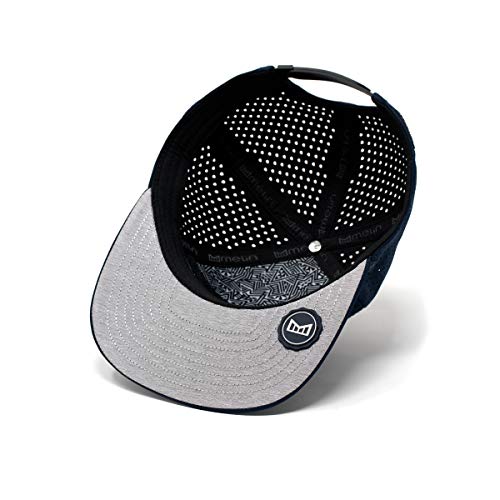 Image of melin Trenches Icon Hydro, Men's Performance Snapback Hat | Water-Resistant Fitted Flat Bill Baseball Caps for Men & Women, Golf, Running, or Workout Hat