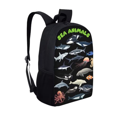 Girls Backpack Sea Animals Print Kids Lightweight Elementary Schoolbag Large Durable Boys Book Bag2