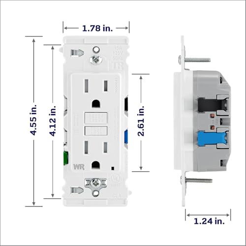 Image of Lever Edge 15 Amp Self-Test, Tamper /Weather Resistant GFCI Outlet, EGFW1-KW, White