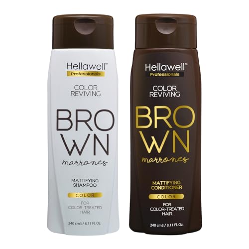 Hellawell Professionals Color Reviving | Color Shampoo and Conditioner Kit for Brown Hair | Brown Tones | For an Intense and Brilliant Color | 8.11 oz