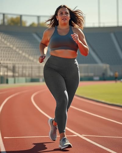 Image of Plus Size Leggings for Women - High Waisted Black Tummy Control Super Soft