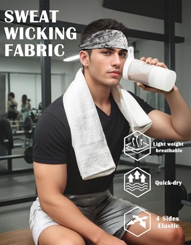 Image of Headbands for Men & Women, Sweat Headband Non-Slip Sweatband Sports Running Cycling Yoga Basketball Workout Football Training