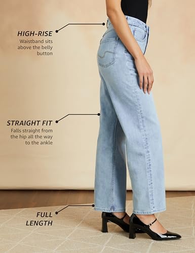 Image of Symbol Premium Women's Straight Fit Jeans | High Rise | Full Length | 5-Pocket (Available in Plus Sizes)