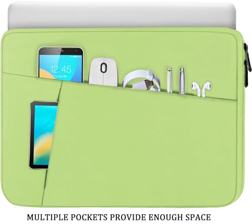 Image of Laptop Sleeve 15.6 inch, Shockproof Protective Computer Carrying Cover with Front Pocket, Briefcase Handbags Laptop Case for 15.6 inch HP, Dell, Acer, Asus, Notebook, Light Green