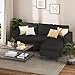 Shintenchi Modern Upholstered Sectional Sofa, L-Shaped Couch with Reversible Chaise for Living Room, Black Corduroy Fabric