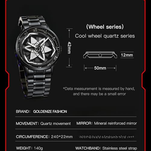 Image of Branded Men's Sport Quartz Watch Ninja Wheel Dial 360 Rotating Casual Fashion Stainless Steel Alloy Mens & Boy's Luxury Metal Gift Creative Watch