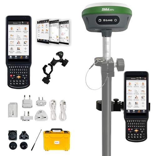 RTK GNSS Surveying Equipment Switchable Rover & Base 32G Storage | Handheld Collector + Survey Software | Static & RTK Land Survey | NOAA Certified | SMA26 (Pole Not Included)