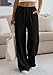 PRETTYGARDEN Womens Palazzo Pants Summer Fashion 2026 High Waisted Wide Leg Drawstring Flowy Beach Trousers with Pockets (Black,Small)