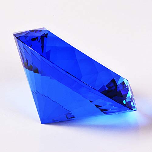 Image of Blue Crystal Glass Diamond Shaped Decoration 60mm Jewel Paperweight,Gift Decoration Idea for Christmas, Thanksgiving and Birthday