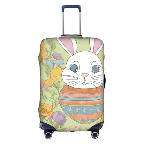 Easter Bunny Floral print Anti-scratch Luggage Cover, Luggage Protective Case, Washable Luggage Cover, Medium, White
