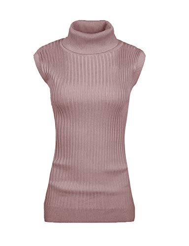 Image of v28 Women Sleeveless High Neck Turtleneck Stretchable Knit Sweater Top