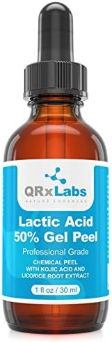 Lactic Acid 50% Gel Peel with Kojic Acid and Bearberry & Licorice Root Extracts - Professional Grade Chemical Face Peel - Alpha Hydroxy Acid - 1 Bottle of 1 fl oz