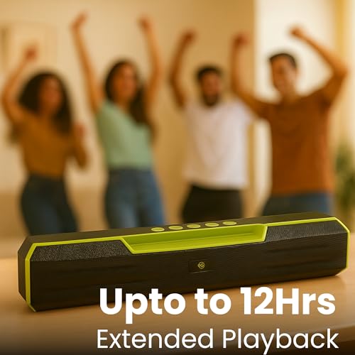 Image of OOGE Vibebox 7000 Bluetooth Speaker, 15W Portable Wireless Speaker with TWS Connection, Type-C Charging, AUX Input, FM Radio, USB & TF Card Support, 8H Playtime (Movie,Music Modes) (Green)
