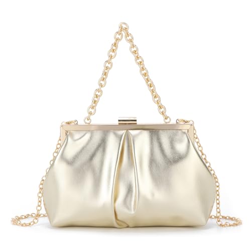 Syrads PU Bolso de noche de cuero para mujer bandolera bolso de hombro bolso de mano bolso de mano bolsos de mano,Oro