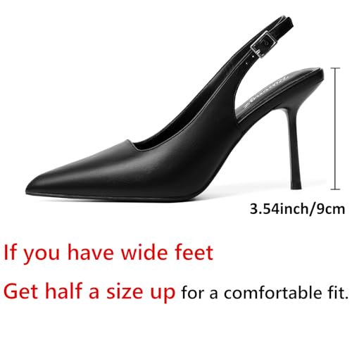 Image of RIBONGZ Sexy Slingback Pumps Elegant Dressy Heels for Women Closed Toe Pointy High Heels Wedding Bride Prom Party Evening Shoes