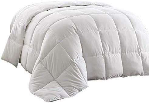 Royal Linen King Size White Duck Down Feather Comforter Hypoallergenic Duvet Insert 650 Fill Power 300 Thread Count 100 Percent Cotton Shell