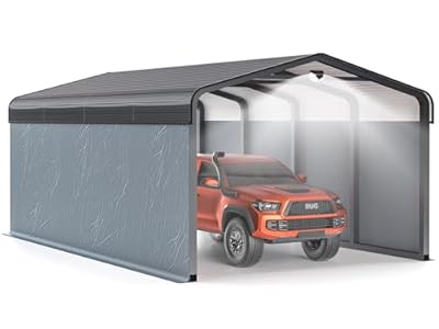 Metal Carport,Carport Canopy 12x20 Heavy Duty All Weather,Car Tent Garage with Galvanized Metal Roof,Metal Car Port for Snow,Outdoor Car Shelter