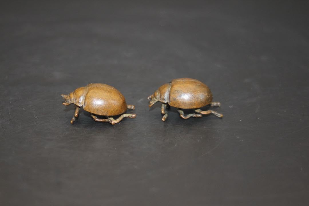 【海】雨宮宗作？　超レア　置物　銅製　ハムシ　二匹セット　古美術品 海】雨宮宗作？ 超レア 置物 銅製 ハムシ 二匹セット 古美術品