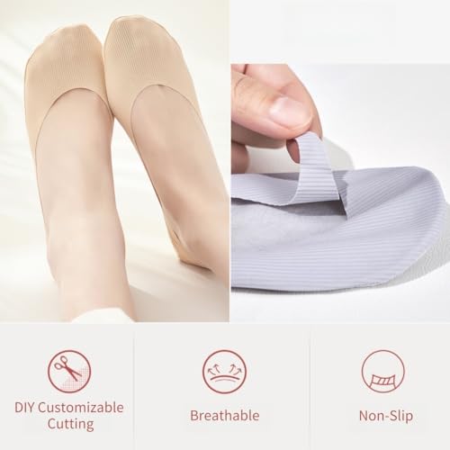 Image of Thin No Show Socks (Women 5-12), Non Slip Low Liner Socks, Made of Ice Silk Surface,Cotton on the Bottom 6 Pairs (US, Numeric, 9, 12, Regular, Regular, Multicolor)