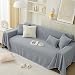 Daesar - Fundas Y Mantas para Sofa Gris Claro,Funda Sofa 4 Plazas Baratos Color Sólido con Encaje Funda Sofa de Chenilla Fundas para Sofa Protector 180x340CM