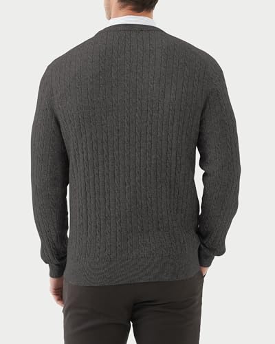 Kallspin Men's Cable Knit Crewneck Sweater Pullovers Wool Blend Relax Fit Knitwear2