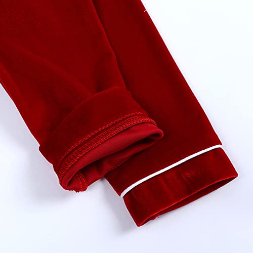Pijama de lã de cor sólida vermelho para meninos de manga comprida para crianças e bebês meninas, D,