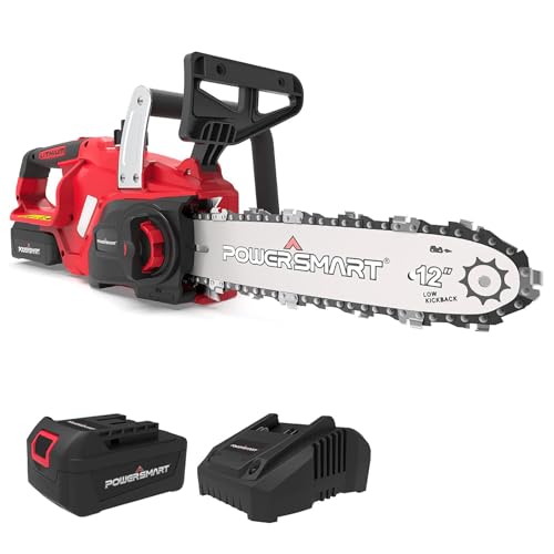 PowerSmart Cordless Chainsaw, 20V 12-Inch Electric Chainsaw with Auto Chain