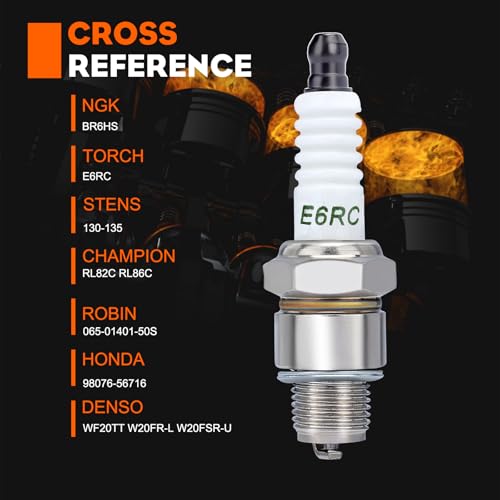Image of BR6HS Spark Plug for Torch E6RC Champion RL82C RL86C Robin 065-01401-50S NGK BR6HS Spark Plug 4 PACK
