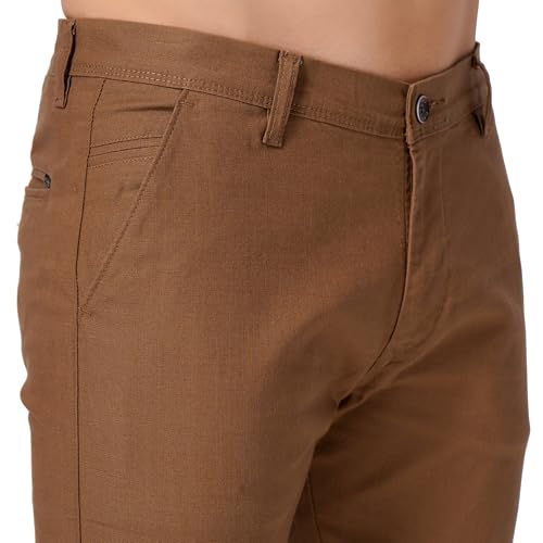Image of Men's Regular Fit Linen Trousers | Slim Fit Lightweight Casual Pants | Stylish Dress Pants for Office or Travel | Premium Luxury Linen Trouser Pant with Breathable Comfort