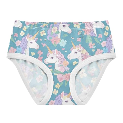 Wusikd Unicorns Girls' Underwear Cotton Flowers Girls Briefs Soft Toddler Underwear 2T
