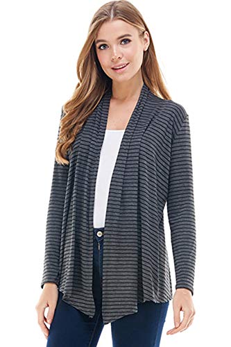 Womens Lightweight Long Sleeve Cardigan with Open Front (S-3X) - Made in USA