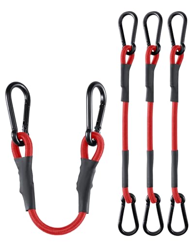 8 Pack 72" Heavy Duty Bungee Cords with Carabiner Hooks, 190 Lbs Strength
