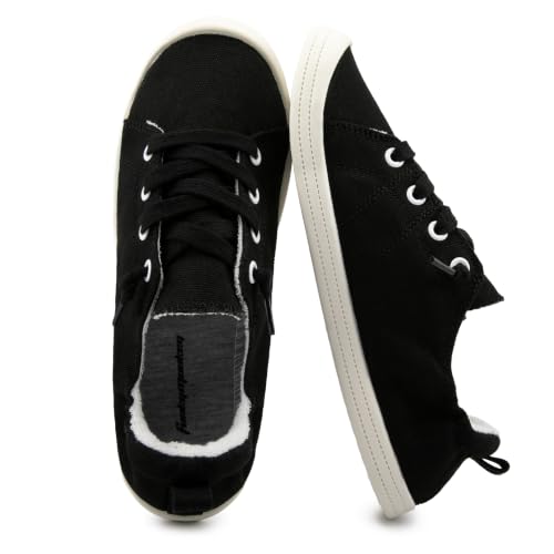 Image of FUNKYMONKEY Slip-On Canvas Sneakers for Women, Comfortable Lightweight Lace-Up Flat Casual Tennis Shoes Breathable Walking Shoes for Everyday Wear