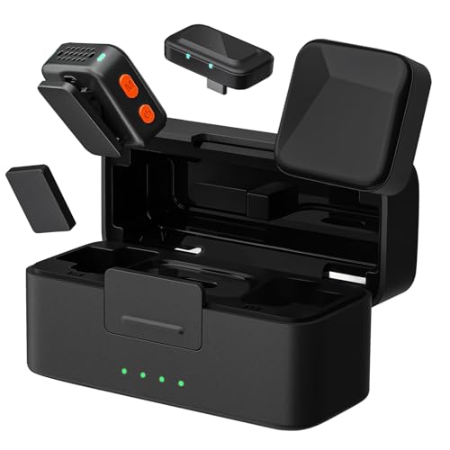 Mxcasoxz Wireless Lavalier Mikrofon mit Ladecase Mini Ultraleicht KI-Rauschunterdrückung Clip-On Ansteckmikrofon für iPhone iPad Android PC ideal für YouTube Vlog Streaming & Videoaufnahme