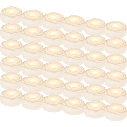 Image of Aignis 36pcs Flameless LED Floating Candles, White Rose Plastic Tealight Battery Operated, 120+ Hours Glow Time, Cozy Light for Romantic Pool /Bathtub /Hot Bath /Wedding Centerpiece Decor(D2.83*H1.42)