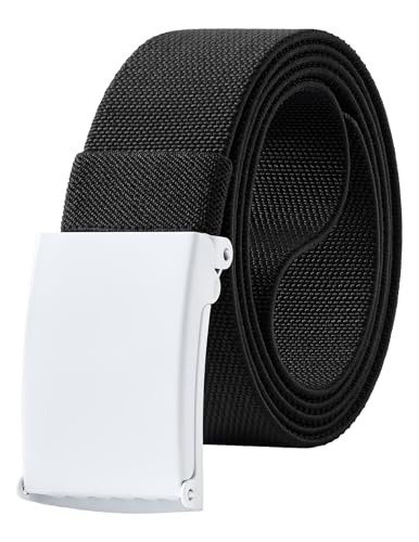 Image of Mile High Life Stretch Canvas Belt for Men, Golf Casual Elastic Web Belt, Top Military Buckle, Adjustable Cut to Fit