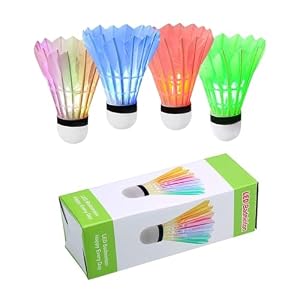 LED Badminton Birdies 4/5/6 PCS,Nylon Glow in The Dark Badminton Shuttlecocks,Goose Feather Colourful Lighting Birdies, Plastic Light Up Birdie Balls for Indoor Outdoor Sports Activities