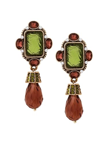 OJERRY Byzantine Baroque Medieval Victorian Statement Irregular Green Brown Pendant Dangle Earrings Costume Jewelry Accessories Outfit Romantic Cool Gifts for Her Women Dangling in Their 30s