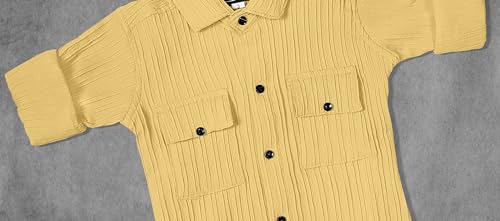 Image of Zilcon Boys' Long Sleeve Button Down Shirt for Kids Woven Solid Two Pockets