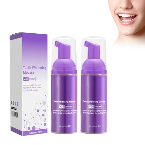 2PC V34 Pasta De Dientes Morados,v34 Teeth Whitening,Dientes Blancos Pasta De Dientes Púrpura,Purple Blanqueador Dental,Diente Pasta Corrector Purple,Profunda Que Elimina Las Manchas De Los Dientes