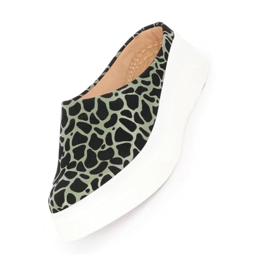 Image of FAUSTO Women's Fashion Outdoor Leopard Print Height Enhancer Open Back Slip On Casual Shoes