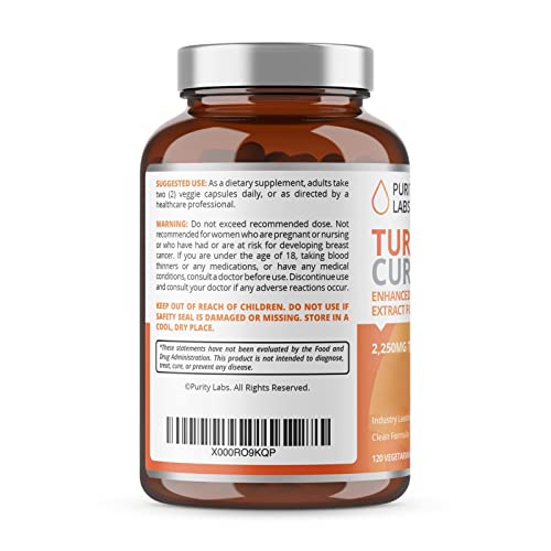 Organic Turmeric Curcumin With Black Pepper Bioperine - Antioxidant Joint Supplement, Muscle + Brain Support -2,250 Mg/Serving (95% Curcuminoids) Turmeric Supplement, Non-Gmo, Vegetarian, 120 Capsules #TOP1