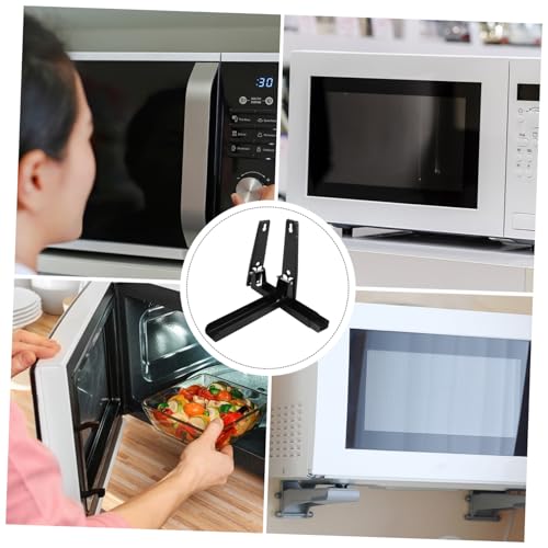 Cuisine encombrée solution étagère murale rétractable en acier noir pour micro-ondes POPETPOP - 6