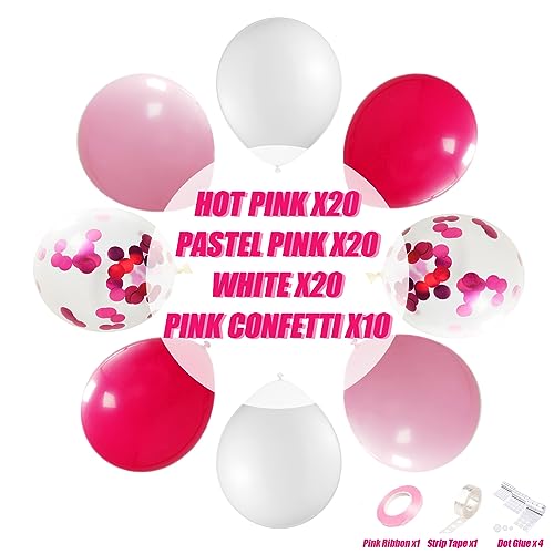 Image of Pink and White Balloons, 70-pack Pink Balloons for Birthday Wedding