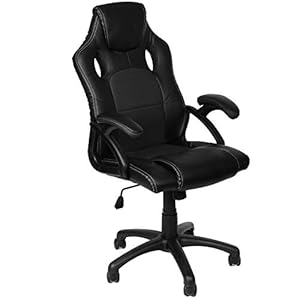 Gamer Stuhl Gaming Schreibtischstuhl Chefsessel Bürostuhl Ergonomisch, Schwarz, 9 Farbvarianten, gepolsterte Armlehnen, Wippmechanik, belastbar bis 150 kg, Lift TÜV geprüft